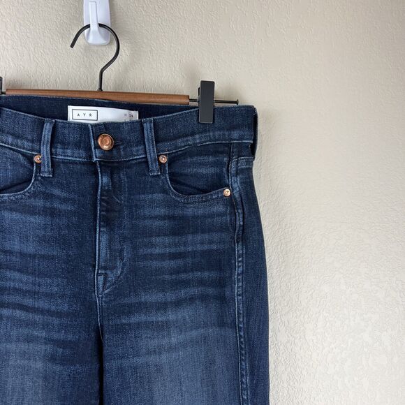 Ayr‎ Jeans Women 28 The Riser Dark Wash High Rise Skinny Jeans Raw Hem - Picture 3 of 14
